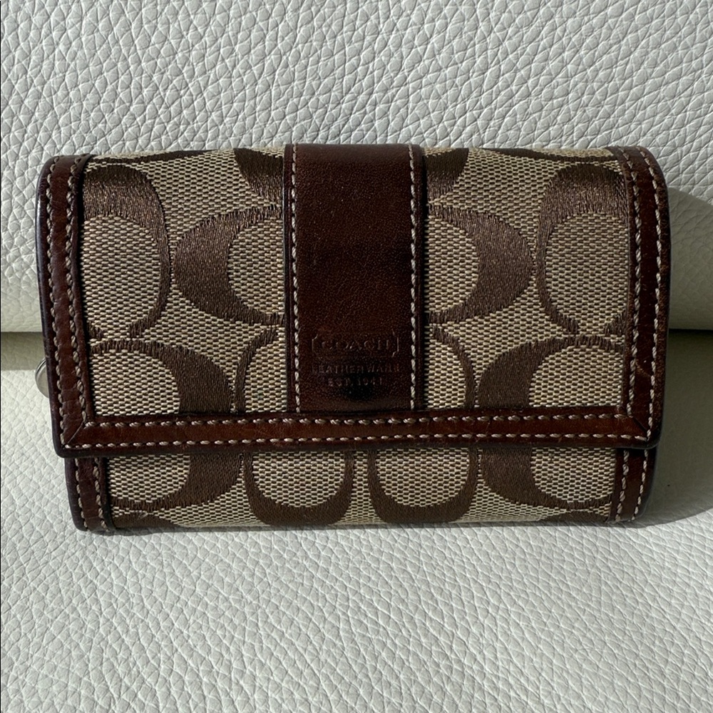 Coach Tan and Brown Signature Wallet